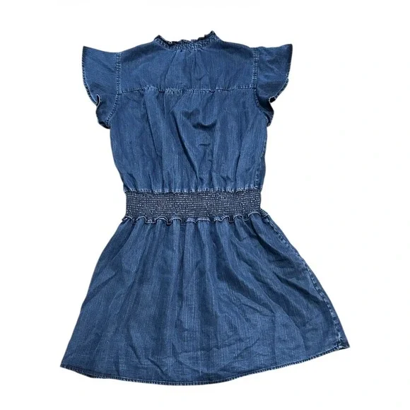 Rails Amina Denim Mini Dress Tencel Dark Wash Smocked Waist L NWOT. Retail $210 - Picture 8 of 11